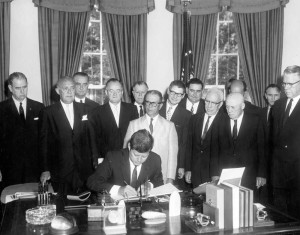 JFK signs Agricultural Act (August 1961)